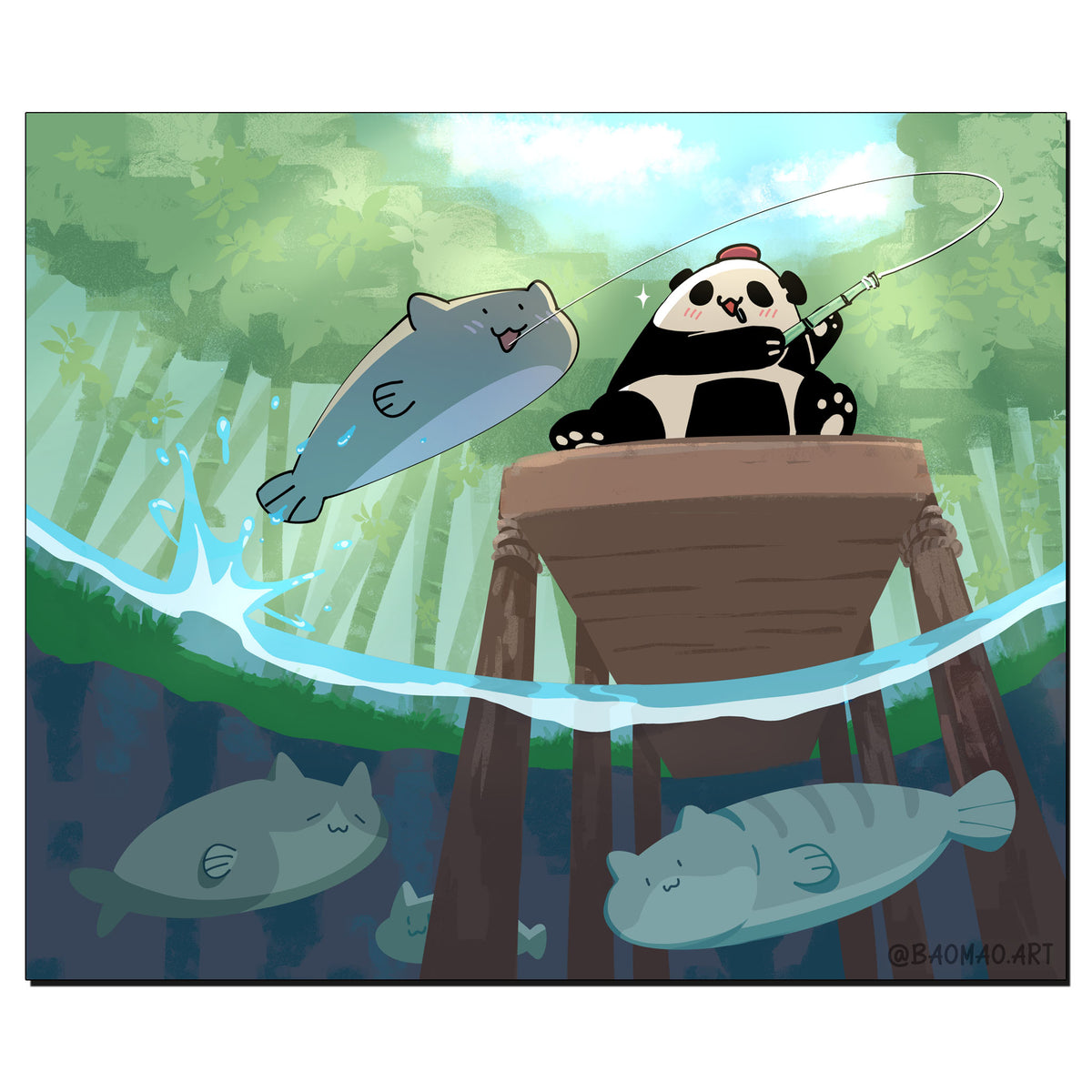 Umepanda Catfishing Art Print